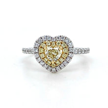 Load image into Gallery viewer, 18ct White Gold &amp; Yellow Gold, 4.04tcw Yellow and White Diamond Cluster Ring
