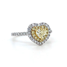 Load image into Gallery viewer, 18ct White Gold &amp; Yellow Gold, 4.04tcw Yellow and White Diamond Cluster Ring
