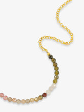 Load image into Gallery viewer, Watermelon Tourmaline T-Bar Beaded Bracelet, Gold
