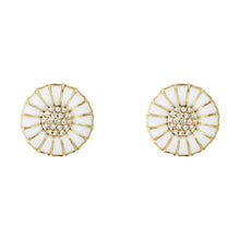 Load image into Gallery viewer, Daisy Earrings, Gold Plated Sterling Silver, Diamond &amp; Enamel
