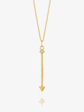 Load image into Gallery viewer, White Topaz North Star Arrow Necklace, Gold
