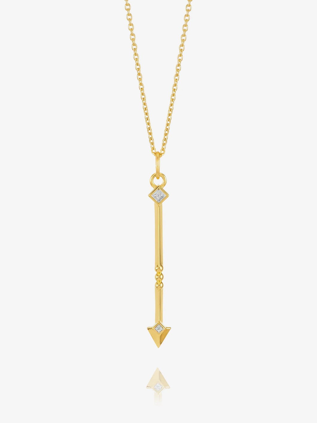 White Topaz North Star Arrow Necklace, Gold