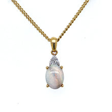 Load image into Gallery viewer, 18ct Yellow Gold &amp; 18ct white gold, 0.65ct Opal &amp; Diamond Pendant
