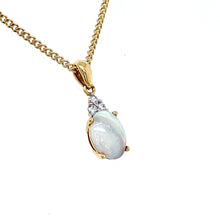 Load image into Gallery viewer, 18ct Yellow Gold &amp; 18ct white gold, 0.65ct Opal &amp; Diamond Pendant
