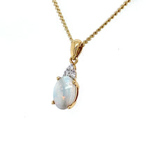 Load image into Gallery viewer, 18ct Yellow Gold &amp; 18ct white gold, 0.65ct Opal &amp; Diamond Pendant
