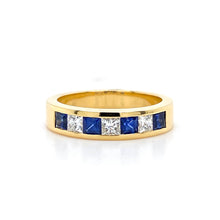 Load image into Gallery viewer, 18ct Yellow Gold, Sapphire &amp; Diamond 7-Stone Ring
