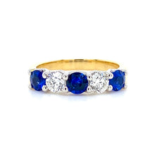 Load image into Gallery viewer, 18ct Yellow Gold &amp; Platinum, Sapphire &amp; Diamond 5-Stone Ring
