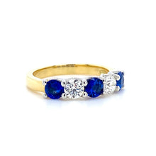 Load image into Gallery viewer, 18ct Yellow Gold &amp; Platinum, Sapphire &amp; Diamond 5-Stone Ring
