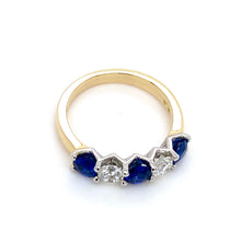 Load image into Gallery viewer, 18ct Yellow Gold &amp; Platinum, Sapphire &amp; Diamond 5-Stone Ring
