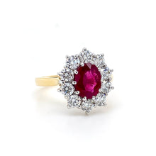 Load image into Gallery viewer, 18ct Yellow &amp; White Gold, 1.45ct Ruby &amp; Diamond Cluster Ring
