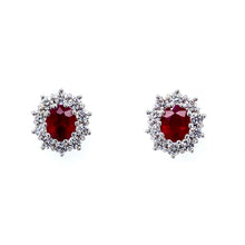 Load image into Gallery viewer, 18ct Yellow &amp; 18ct White Gold, 1.66ct Ruby &amp; Diamond Cluster Earrings
