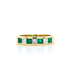 Load image into Gallery viewer, 18ct Yellow Gold, Emerald &amp; Diamond 7-Stone Ring
