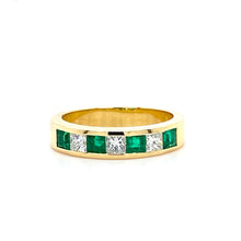 Load image into Gallery viewer, 18ct Yellow Gold, Emerald &amp; Diamond 7-Stone Ring
