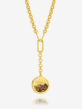 Load image into Gallery viewer, Statement Tourmaline Hardware Deco Sun Amulet Necklace, Gold
