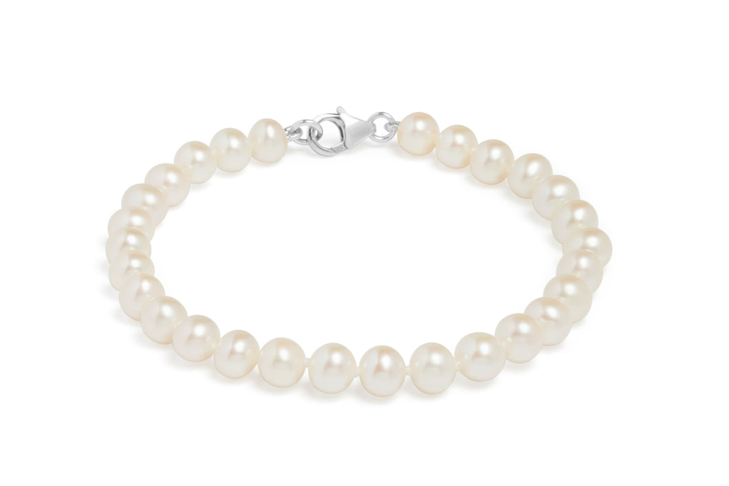 Sterling Silver, White Pearl Bracelet