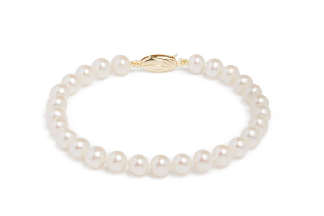 9ct Yellow Gold, White Pearl Bracelet