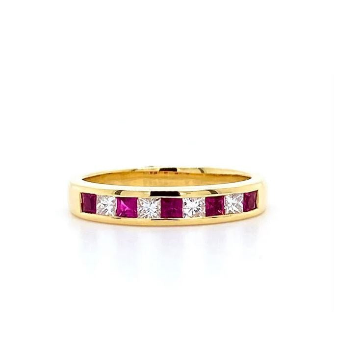 18ct Yellow Gold, Ruby & Diamond Eternity Ring