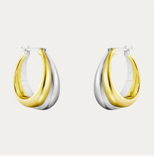 Load image into Gallery viewer, Curve Earrings Medium, Silver &amp; 18ct Yellow Gold
