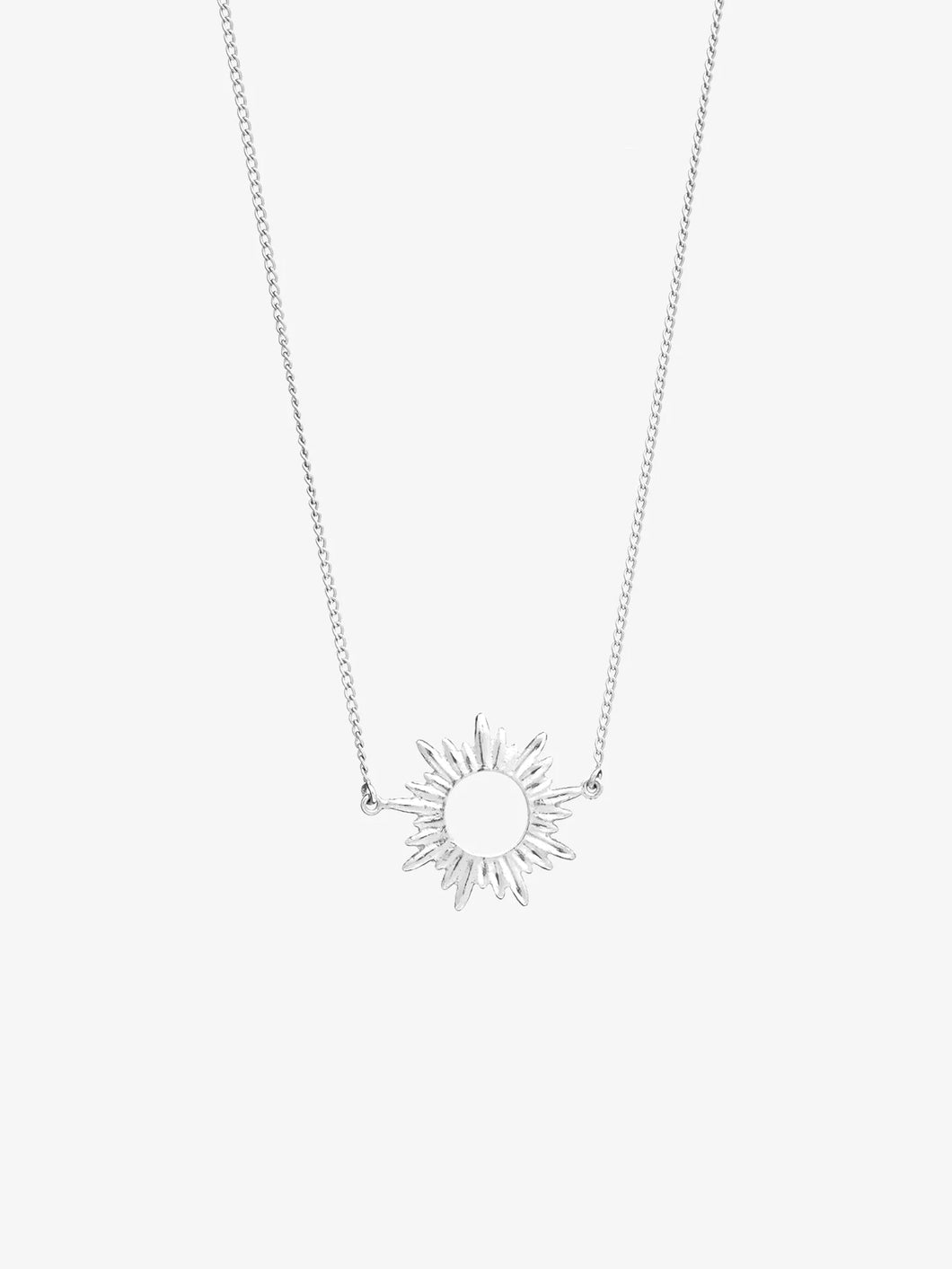 Electric Goddess Mini Sun Necklace, Silver