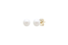 Load image into Gallery viewer, 9ct Yellow Gold, White Pearl Stud Earrings
