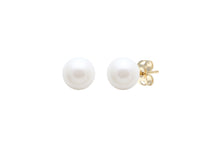 Load image into Gallery viewer, 9ct Yellow Gold, White Pearl Stud Earrings
