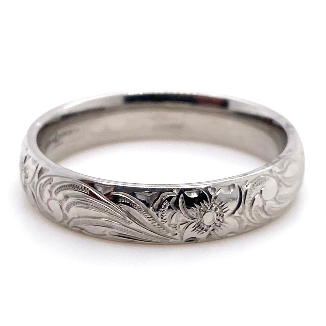 Palladium 950, Engraved Wedding Ring