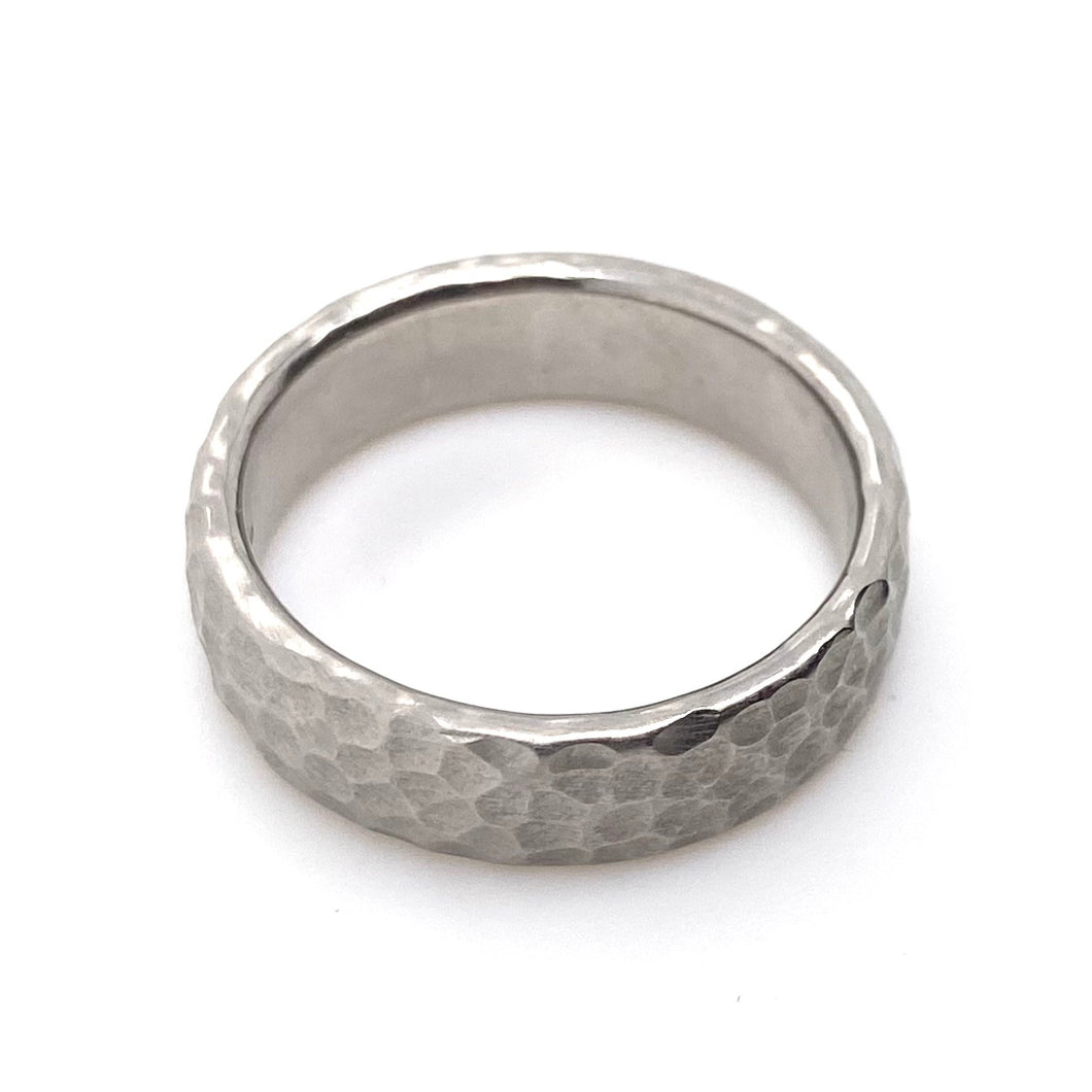 Palladium 950, Matte Hammered Wedding Ring