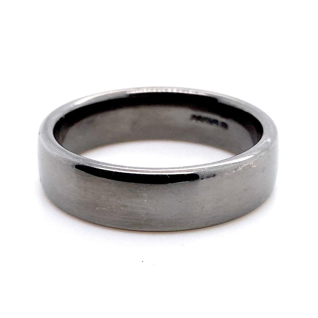 18ct White Gold & Black Rhodium, 6mm Flat Court Wedding Ring