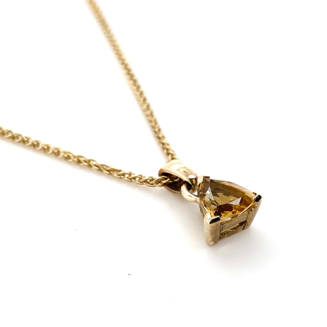 9ct Yellow Gold, Trillion Citrine Pendant