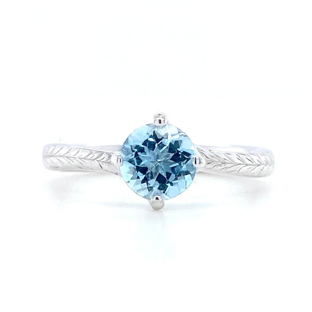 18ct White Gold, 0.71ct Aquamarine Crossover Ring