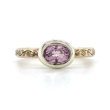 Load image into Gallery viewer, 9ct Yellow &amp; White Gold, Morganite Engraved Ring
