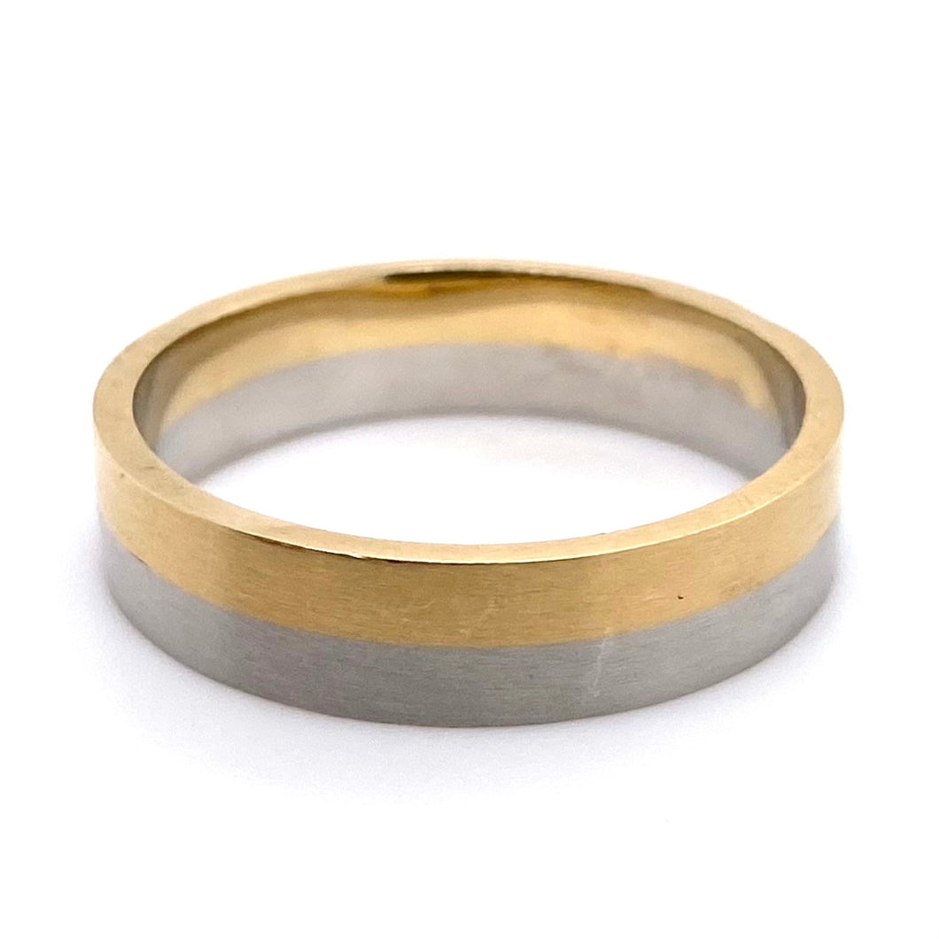 Platinum & 18ct Yellow Gold, 5mm Flat Court Wedding Ring