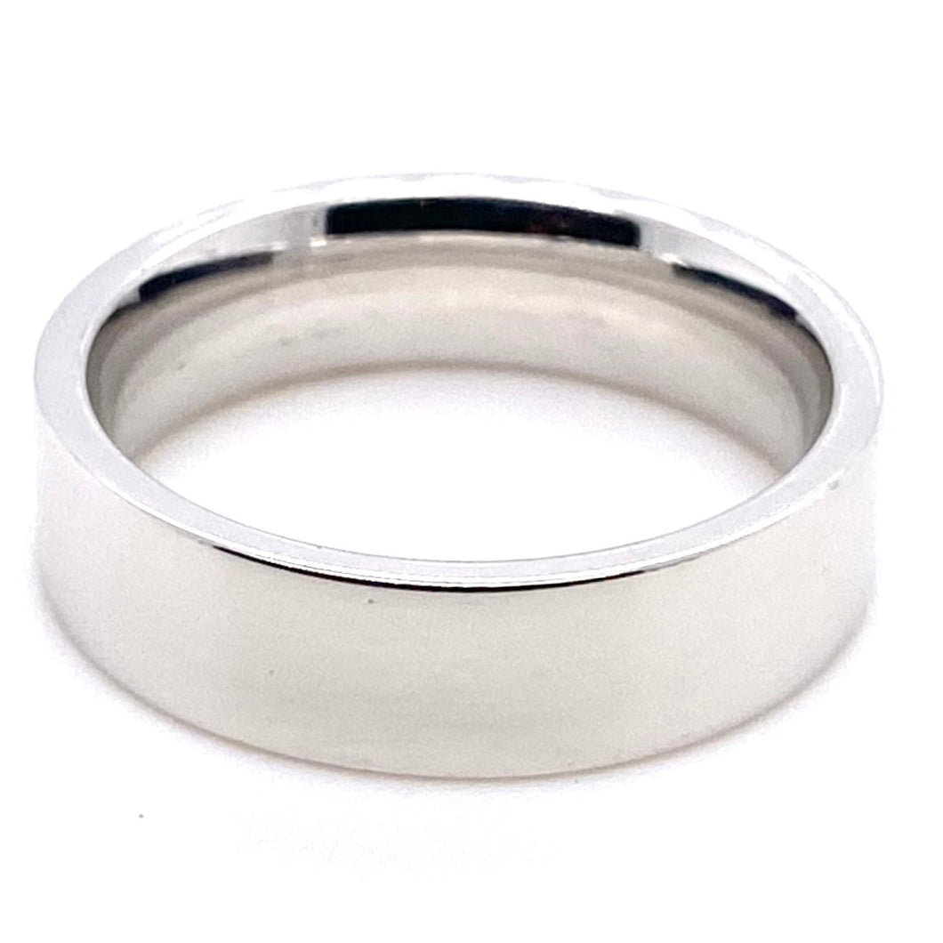 9ct White Gold, 6mm Flat Court Wedding Ring