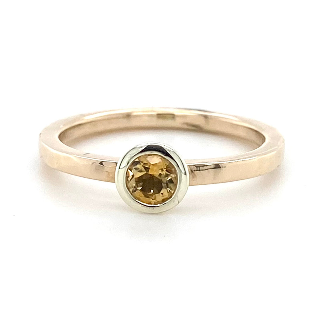 9ct White & Yellow Gold, 0.25ct Citrine Ring