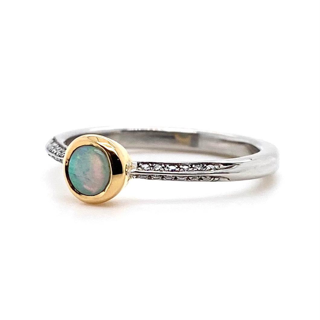 Platinum & 22ct Yellow Gold, Opal & Diamond Ring