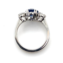 Load image into Gallery viewer, Platinum, 2.54ct Sapphire &amp; 0.71tcw Old Cut Diamond Ring
