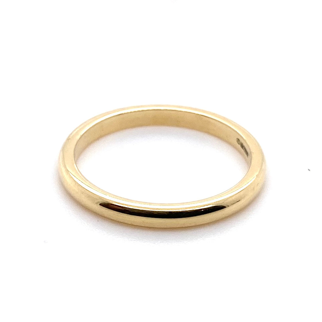 18ct Yellow Gold, 2mm D-Shape Court Wedding Ring