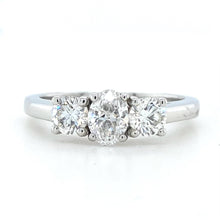 Load image into Gallery viewer, Platinum, 0.90tcw F SI1 Diamond Trilogy Ring
