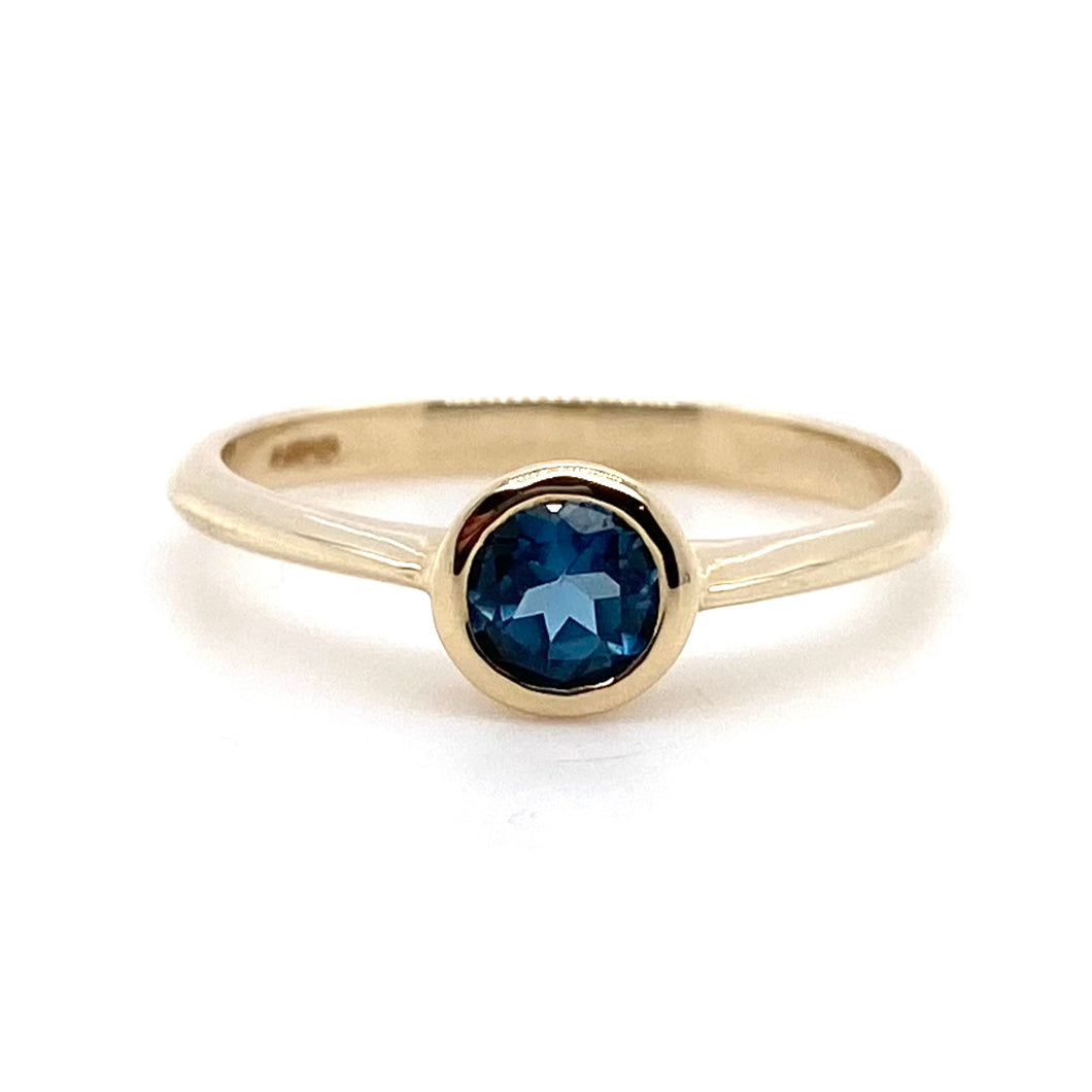 9ct Yellow Gold, London Blue Topaz Ring