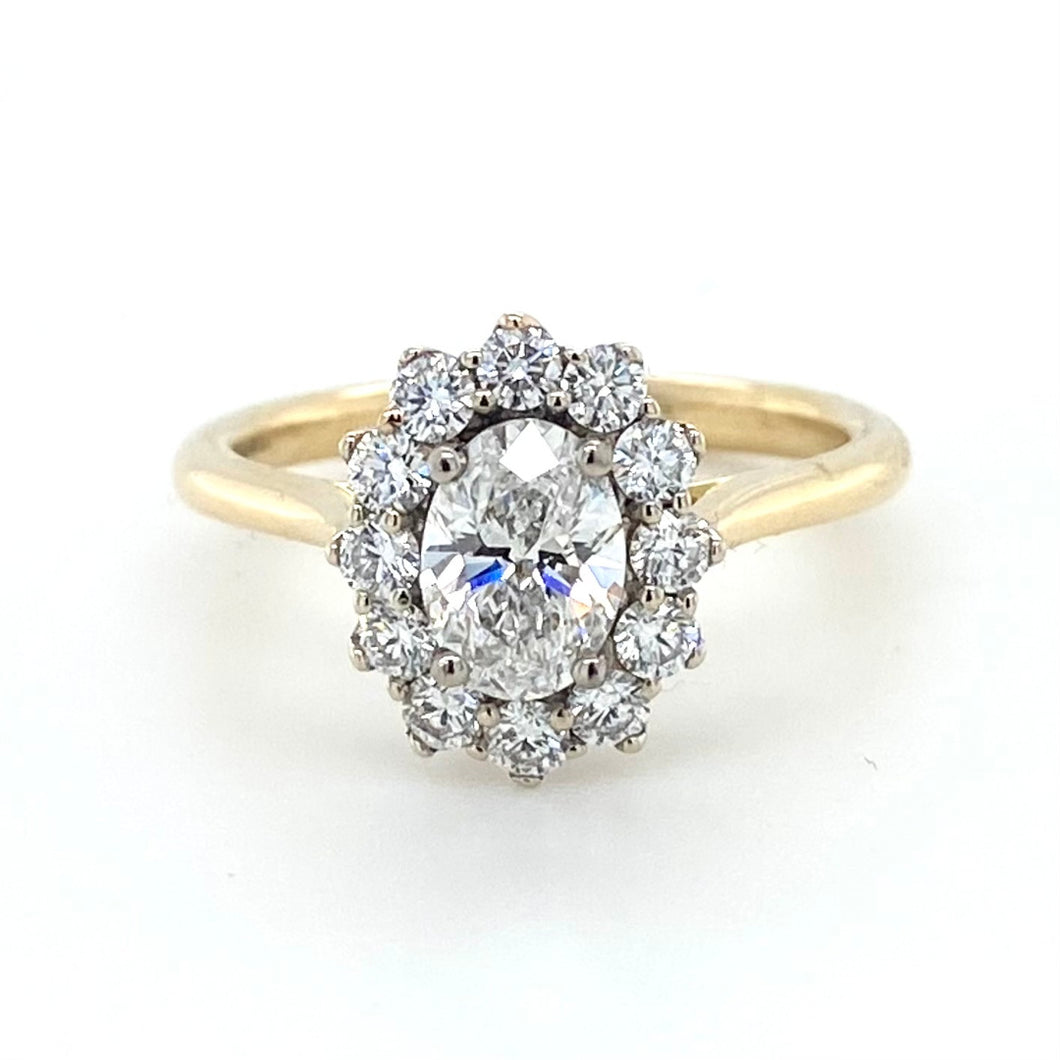 18ct White & Yellow Gold, 1.17tcw E/G SI1 Diamond Cluster Ring