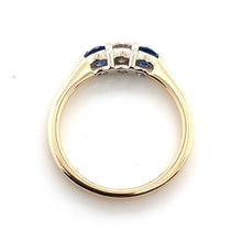 Load image into Gallery viewer, 18ct Yellow &amp; White Gold, Sapphire &amp; Diamond Trilogy Ring
