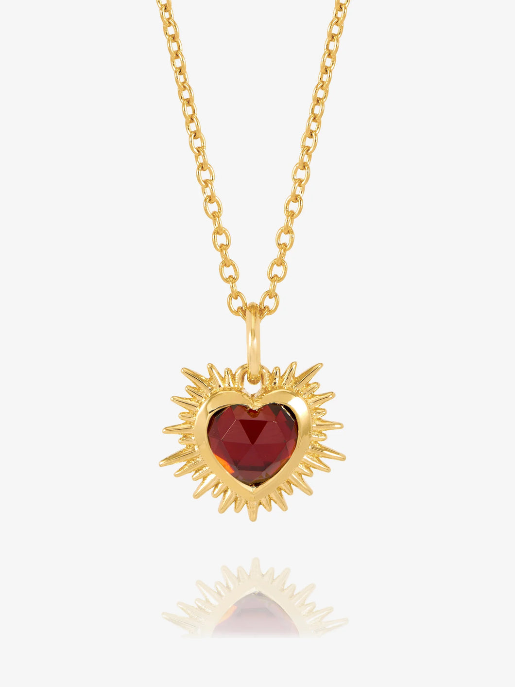 Electric Love Garnet Heart Necklace, Gold