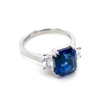 Load image into Gallery viewer, Platinum, 3.32ct Sapphire &amp; Diamond Trilogy Ring
