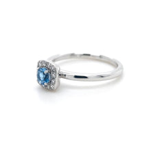 Load image into Gallery viewer, 18ct White Gold, 0.25ct Aquamarine &amp; Diamond Cluster Ring
