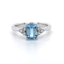 Load image into Gallery viewer, 18ct White Gold, Octagonal Aquamarine &amp; Diamond Ring
