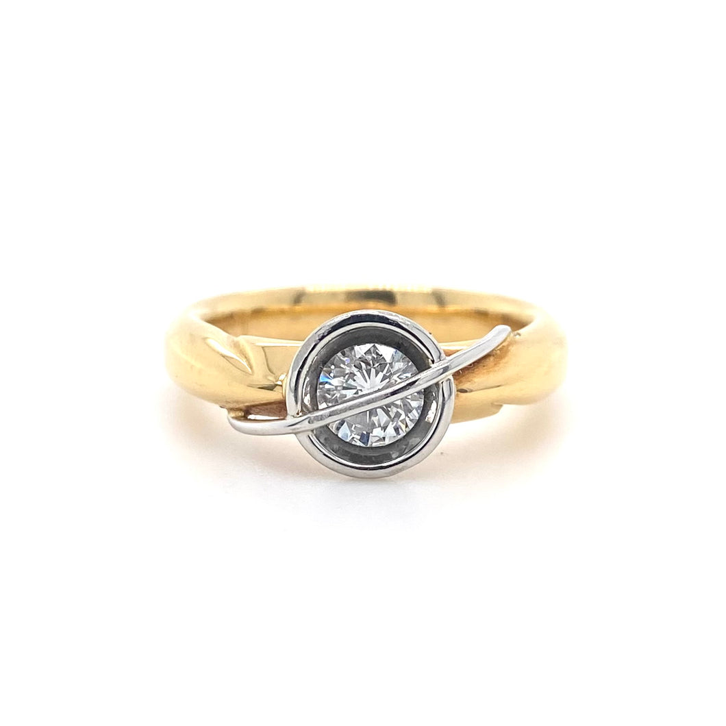 18ct Yellow Gold & Platinum, Floating Diamond Ring