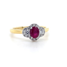 Load image into Gallery viewer, 18ct White Gold, 0.48ct Ruby &amp; Diamond Trilogy Cluster Ring
