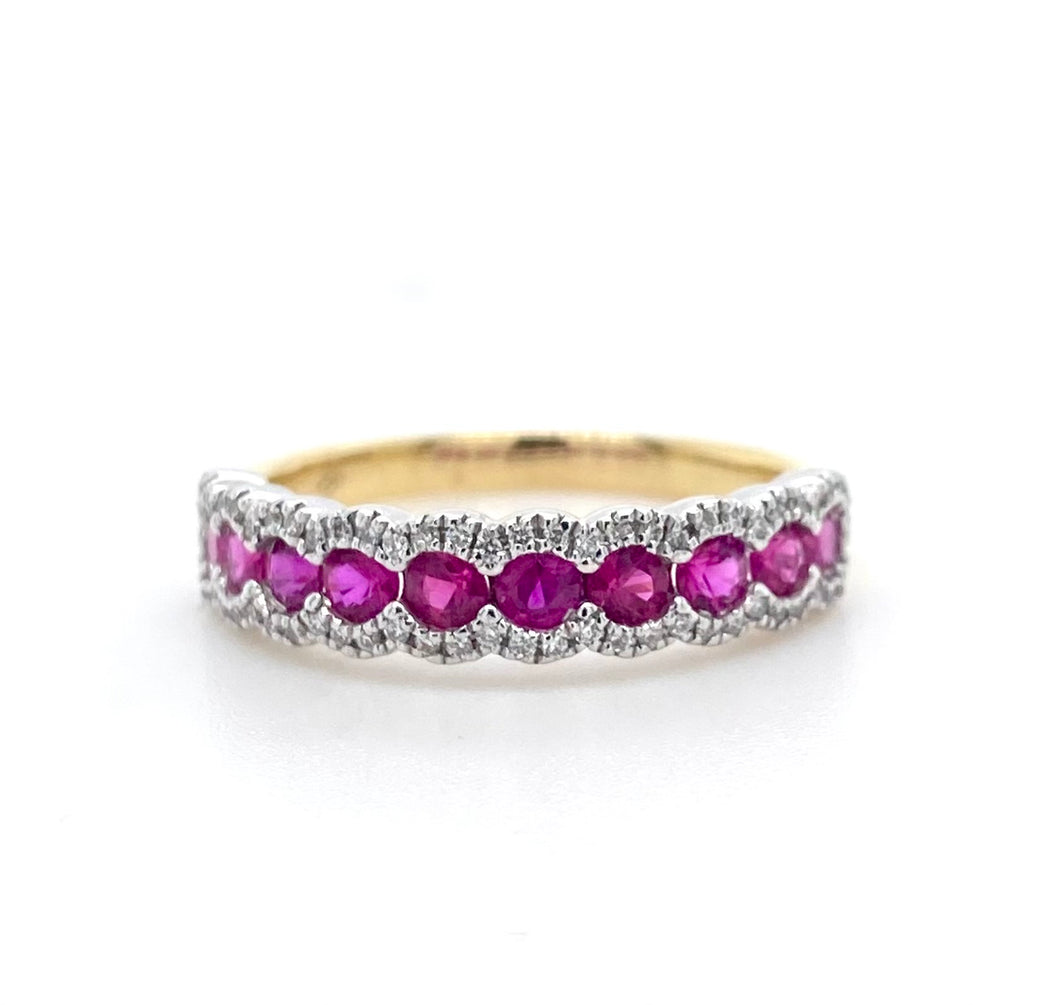 18ct White & Yellow Gold, 0.78ct Ruby & Diamond Eternity Ring