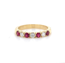 Load image into Gallery viewer, 18ct Yellow Gold, Ruby &amp; Diamond 7-Stone Ring
