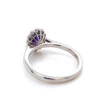 Load image into Gallery viewer, 18ct White Gold, 0.46ct Purple Sapphire &amp; Diamond Daisy Cluster Ring
